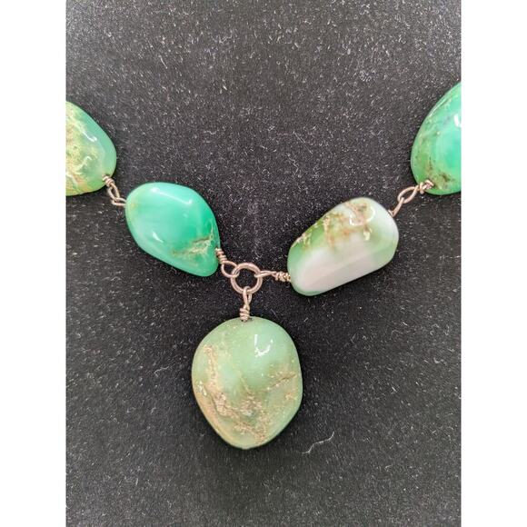 Large Turquoise Sterling Silver Linked Necklace with Big Toggle Clasp 18.5" - Picture 2 of 6